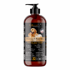 Deluxe Naturals Omega-3 Fish Oil for Dogs and Cats with All Natural Omega-3 EPA DHA Fatty Acids - 32 FL OZ